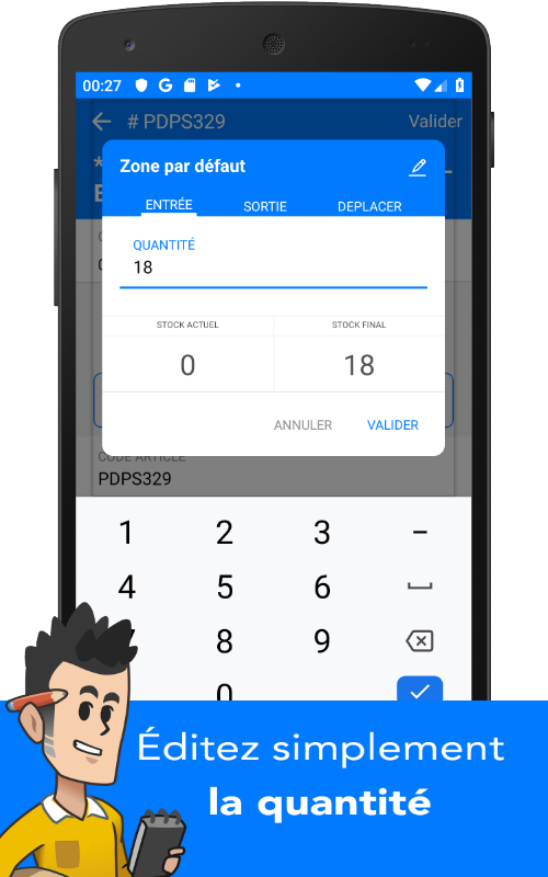 Edition des quantités, Alfred gestion de stock